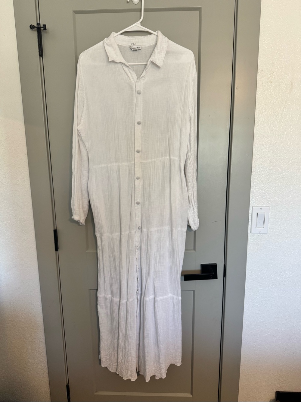 Classic White Button-Front Maxi Dress by